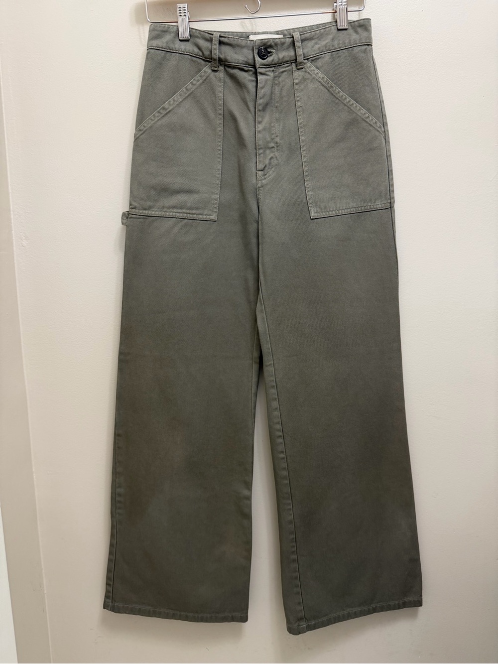 Nili Lotan Quentin Pant High Rise Wide Leg Carpenter Cargo Admiral Green Size 4 - Picture 3 of 8